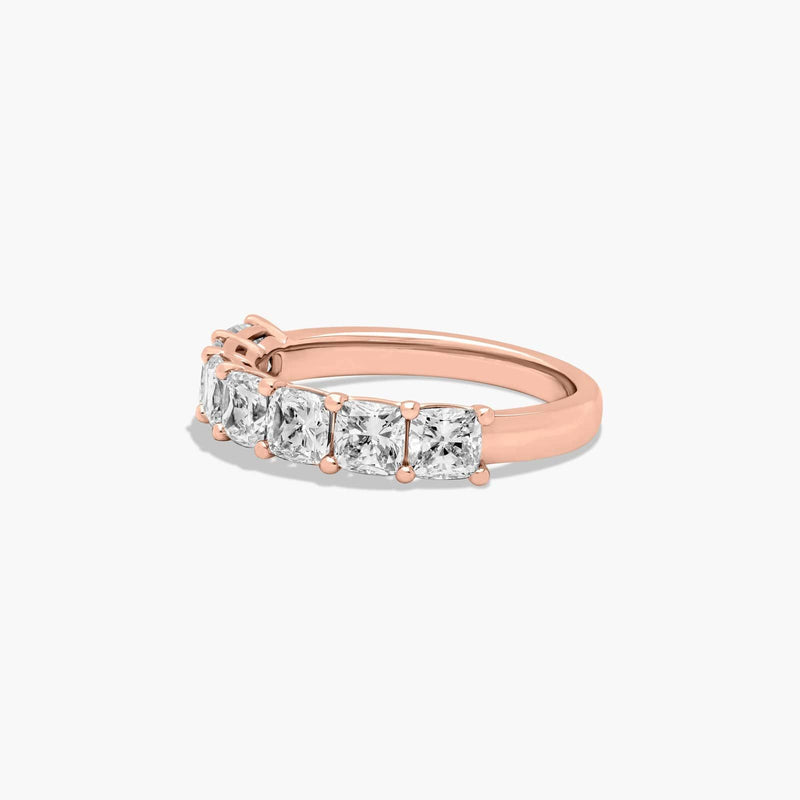 Seven Stone Anniversary Ring With Cushion Cut Lab-Grown Diamonds
