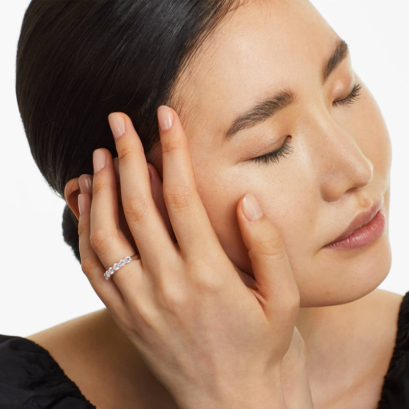 Seven Stone Low Dome Basket Anniversary Ring With Lab-Grown Diamonds