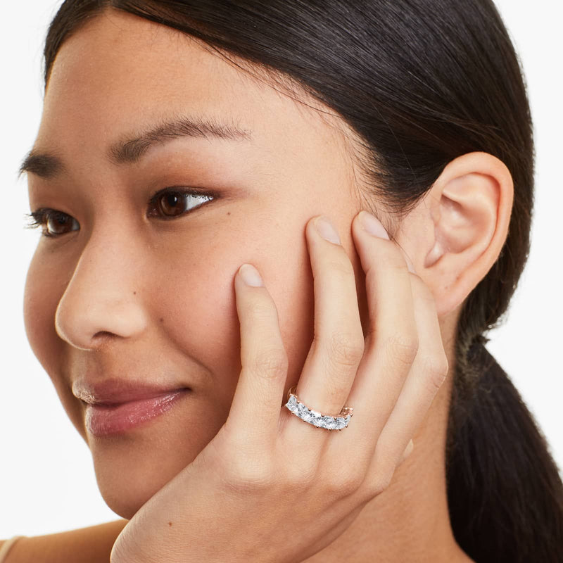 Seven Stone Anniversary Ring With Princess Cut Lab-Grown Diamonds