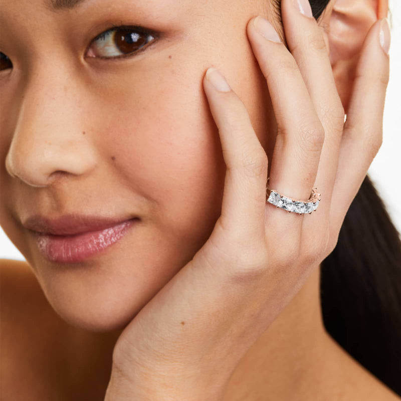 Seven Stone Anniversary Ring With Princess Cut Lab-Grown Diamonds