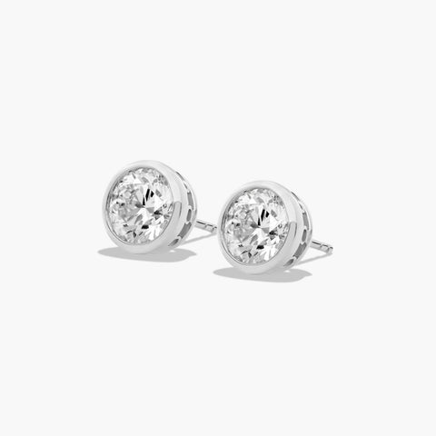 Bezel Lab-Grown Diamond Stud Earrings