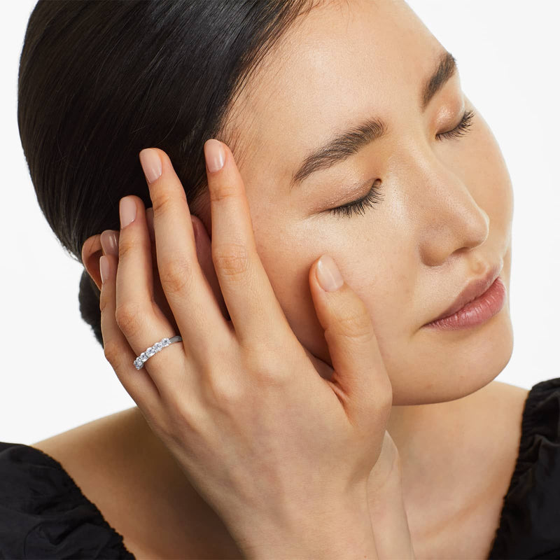 Seven Stone Low Dome Basket Anniversary Ring With Lab-Grown Diamonds