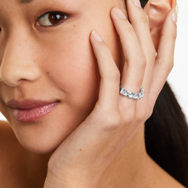Seven Stone Anniversary Ring With Princess Cut Lab-Grown Diamonds