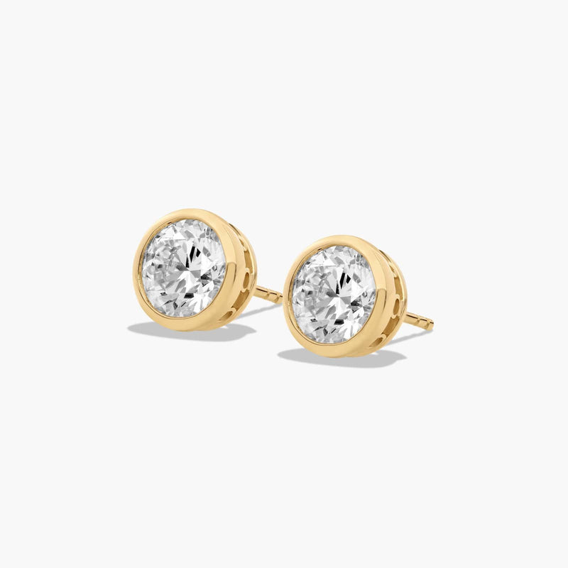 Bezel Lab-Grown Diamond Stud Earrings