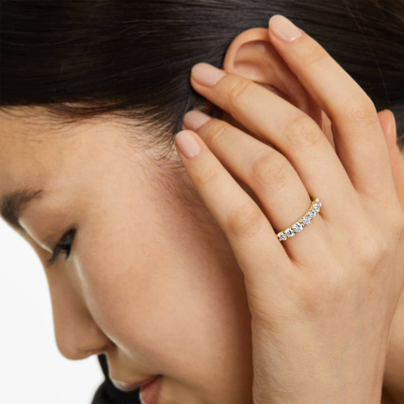 Seven Stone Low Dome Basket Anniversary Ring With Lab-Grown Diamonds