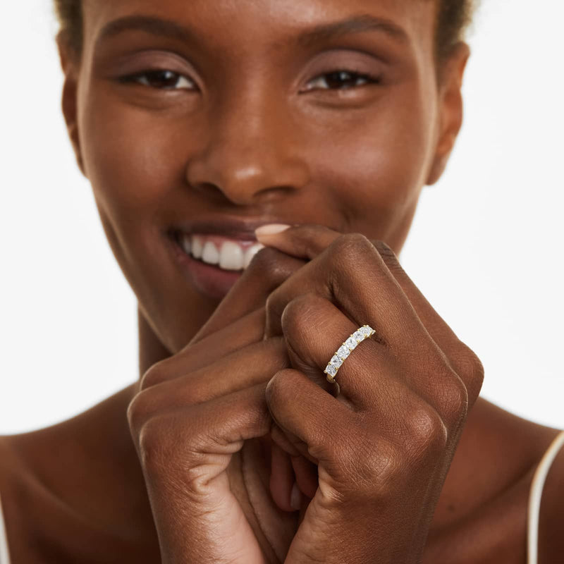 Seven Stone Anniversary Ring With Cushion Cut Lab-Grown Diamonds