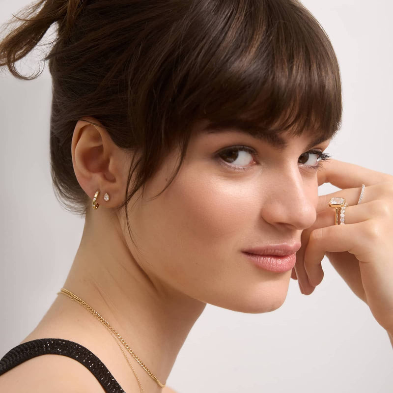 Bezel Diamond Stud Earrings With Pear Shaped Diamonds