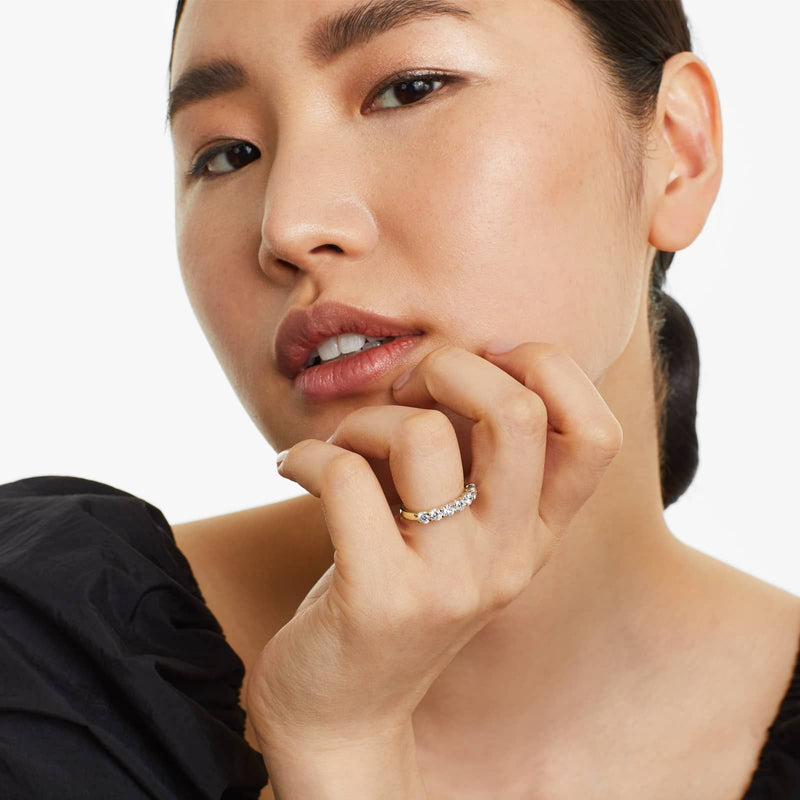 Seven Stone Low Dome Basket Anniversary Ring With 1 CTW Lab-Grown Diamonds In 14K Gold (2.50mm)