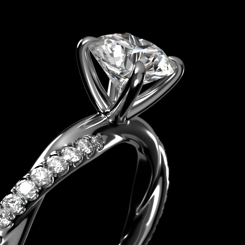 Round 1.5 CT Certified Lab-Grown Diamond Pavé Rope Engagement Ring In 14K Yellow Gold