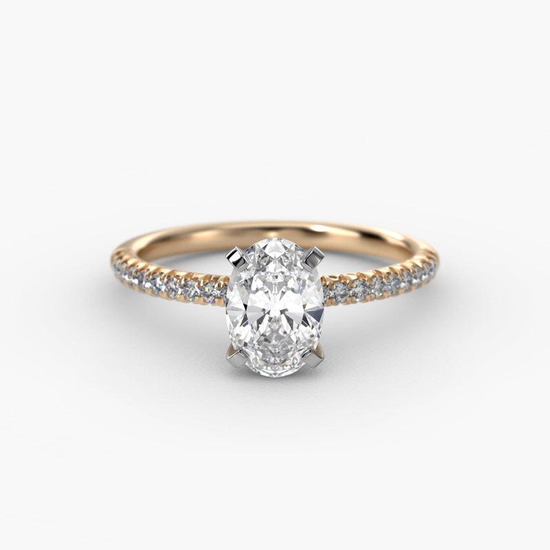 Oval 1.5 CT Certified Lab-Grown Diamond Petite Pavé Engagement Ring