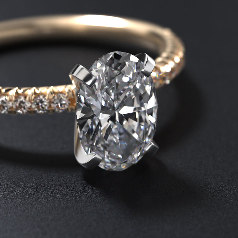 Oval 1.5 CT Certified Lab-Grown Diamond Petite Pavé Engagement Ring