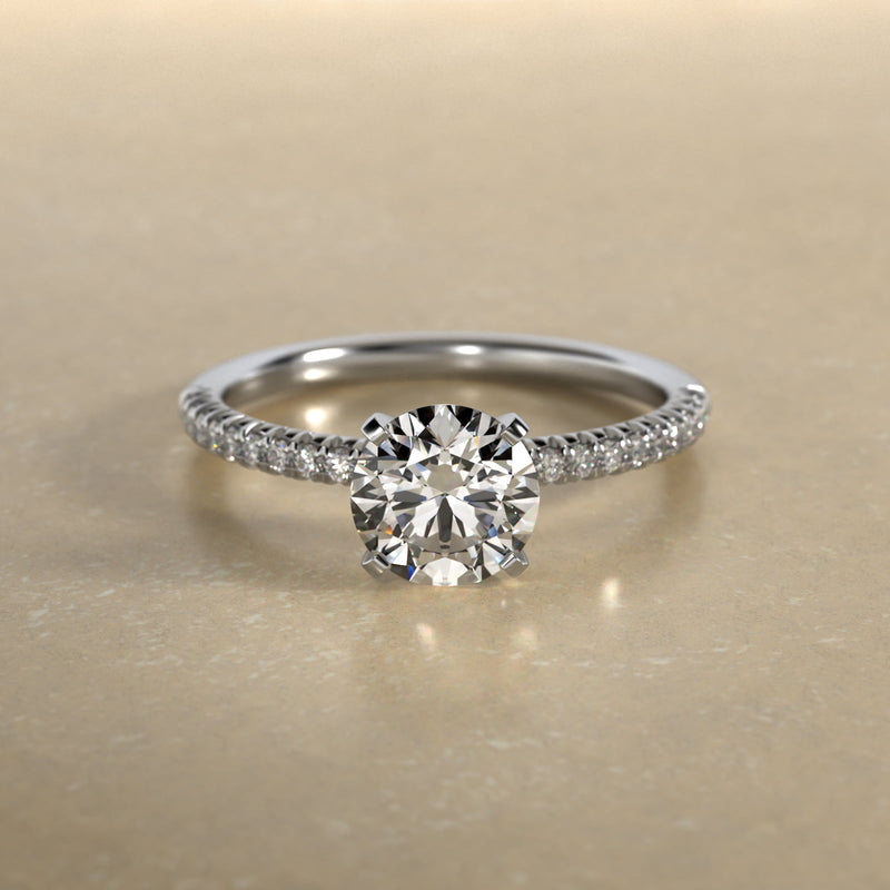 Round 1 CT Certified Lab-Grown Diamond Petite Pavé Engagement Ring