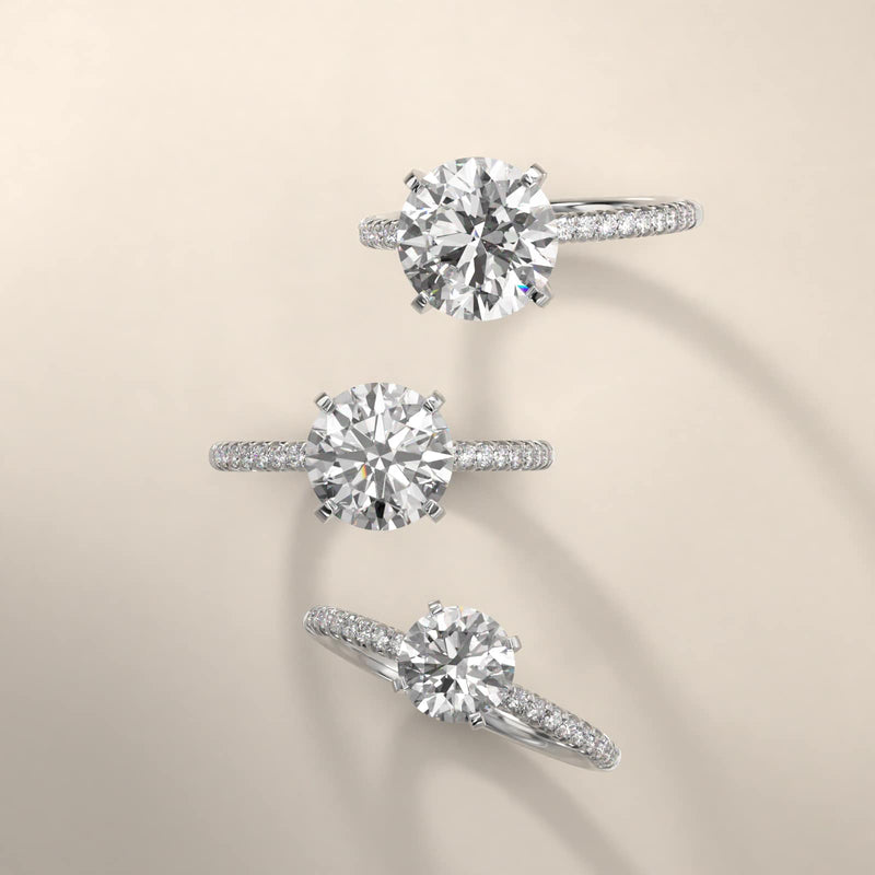 Round 1 CT Certified Lab-Grown Diamond Petite Pavé Engagement Ring