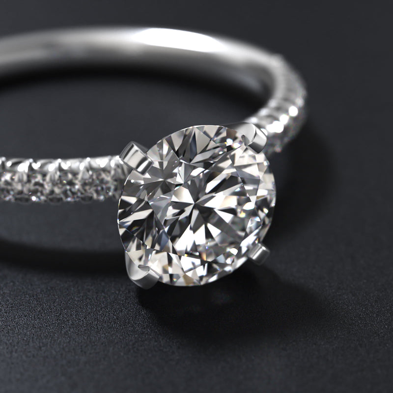 Round 1 CT Certified Lab-Grown Diamond Petite Pavé Engagement Ring