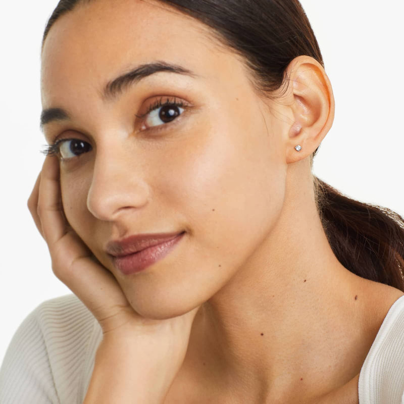 Four Prong Custom Round Lab-Grown Diamond Stud Earrings In 14K Gold