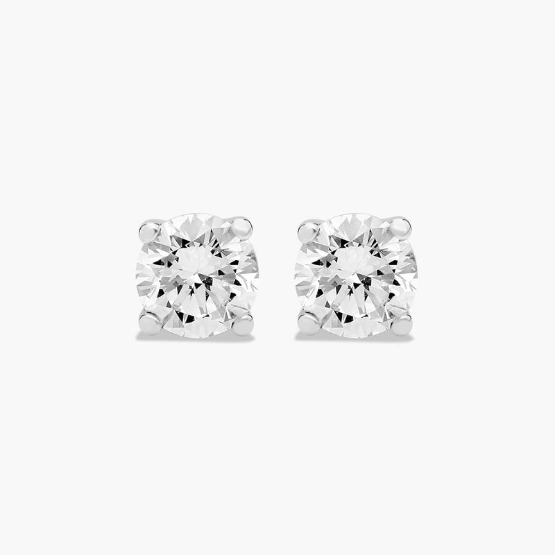 Four Prong Custom Round Lab-Grown Diamond Stud Earrings In 14K Gold