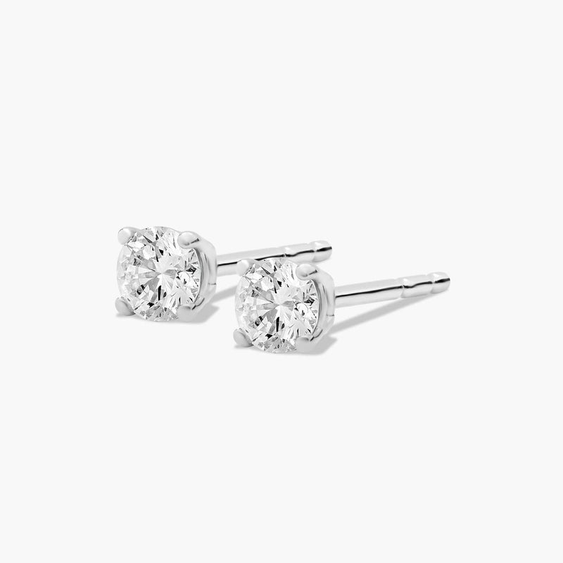 Four Prong Custom Round Lab-Grown Diamond Stud Earrings In 14K Gold