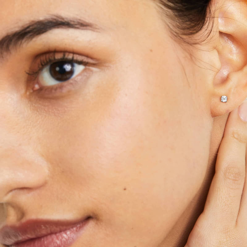 Four Prong Custom Round Lab-Grown Diamond Stud Earrings In 14K Gold