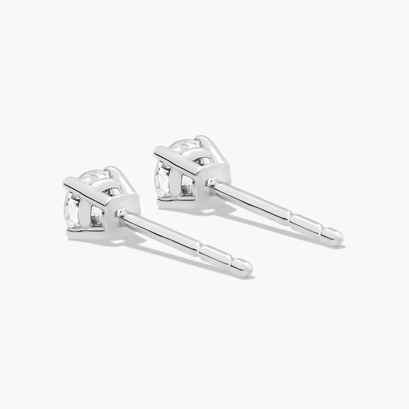 Four Prong Custom Round Lab-Grown Diamond Stud Earrings In 14K Gold