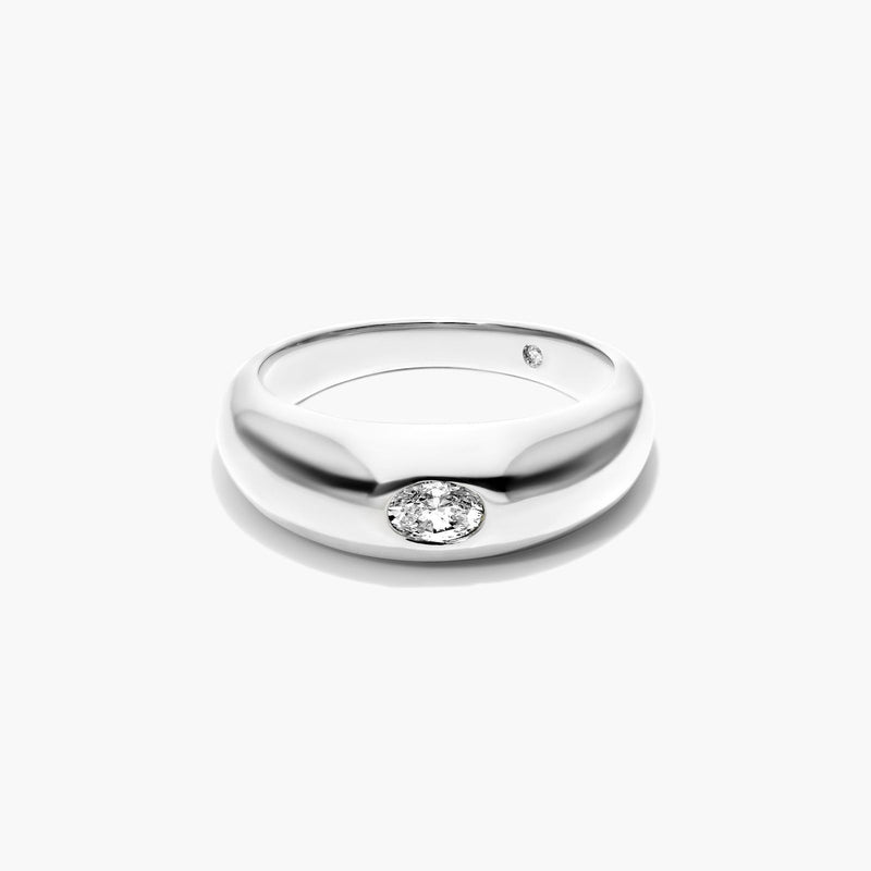 Oval Cut Lab-Grown Diamond Petite Pavé Engagement Ring
