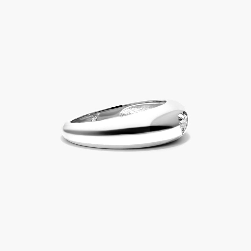 Heart Shape Diamond Dome Ring In 14K White Gold