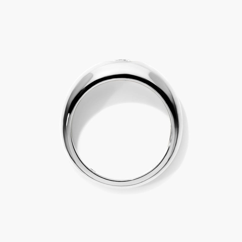 Heart Shape Diamond Dome Ring In 14K White Gold
