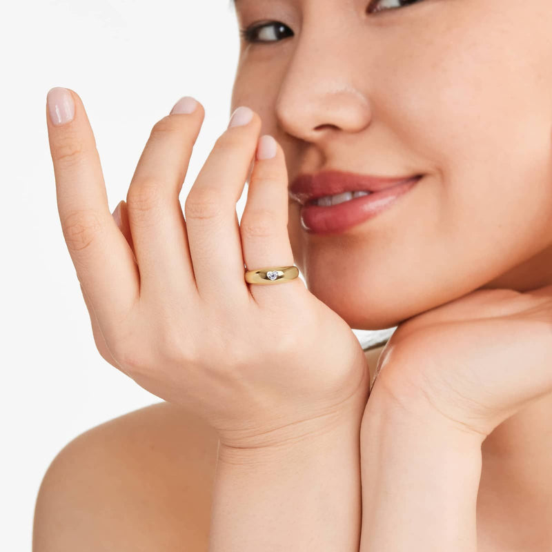 Heart Shape Diamond Dome Ring