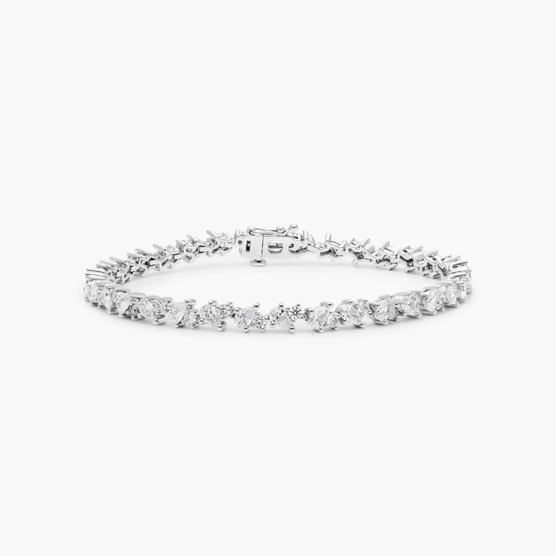 Assemblage Necklace With Emerald Cut Lab-Grown Diamonds In 14K White Gold
