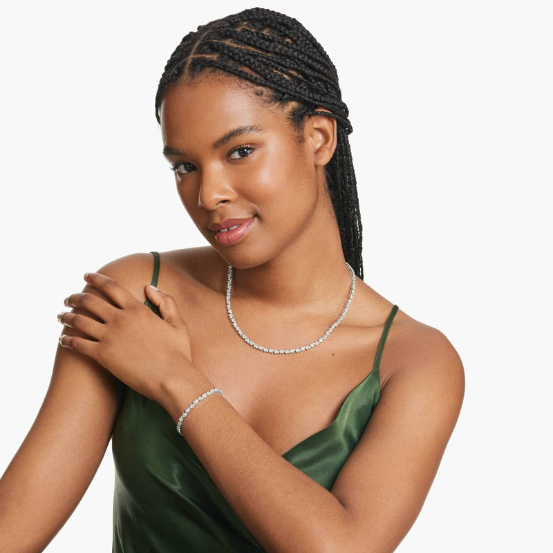 Assemblage Necklace With Emerald Cut Lab-Grown Diamonds In 14K White Gold