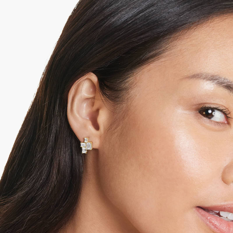 Assemblage Emerald Cut Lab-Grown Diamond Earrings In 14K Yellow Gold