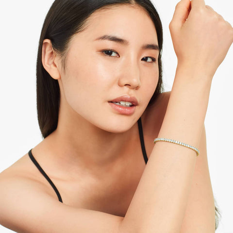 Tennis Bracelet With 8 CTW Oval Cut Lab-Grown Diamonds In 14K Yellow Gold