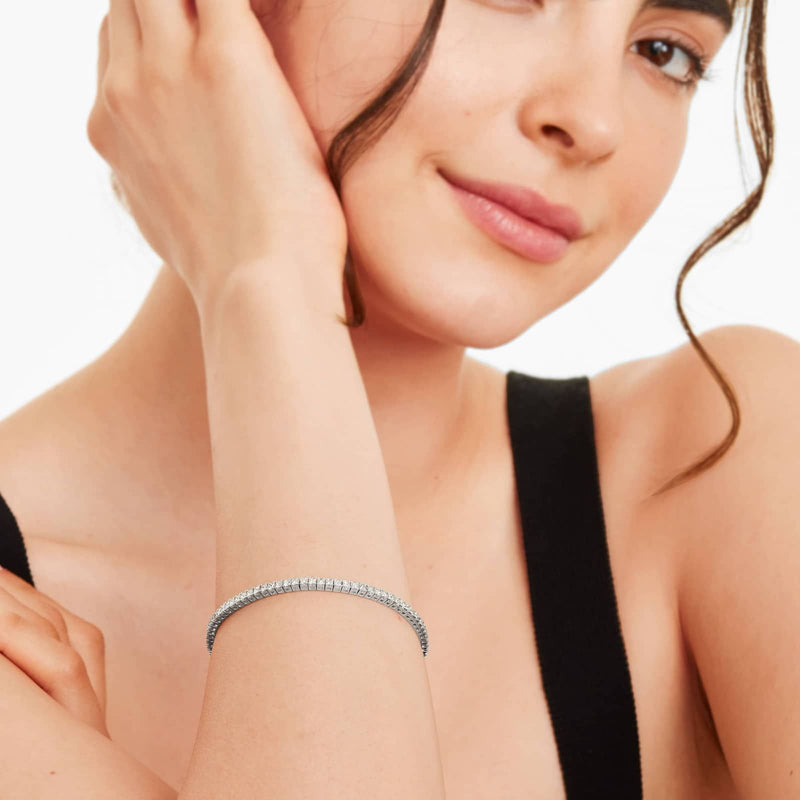 Tennis Bracelet With Princess Cut Lab-Grown Diamonds