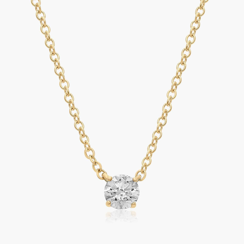 Four Prong Basket Solitaire Lab-Grown Pendant