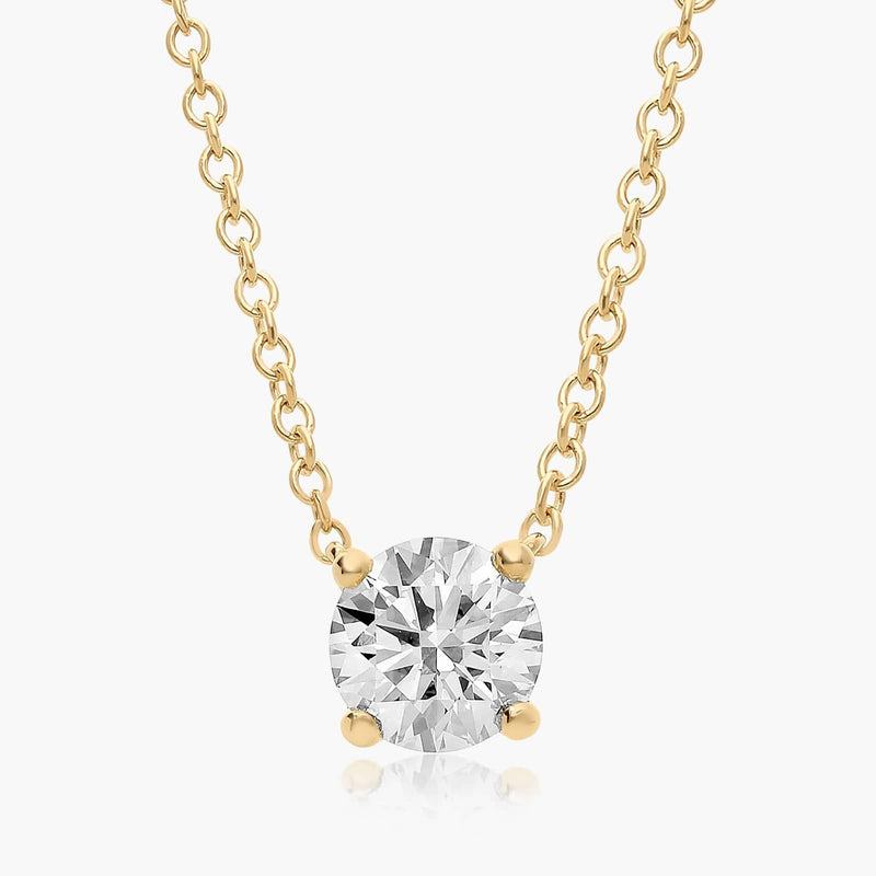 14K Yellow Gold Four Prong Basket Solitaire Lab-Grown Pendant (3.00 CTW - F-G / VS2-SI1)