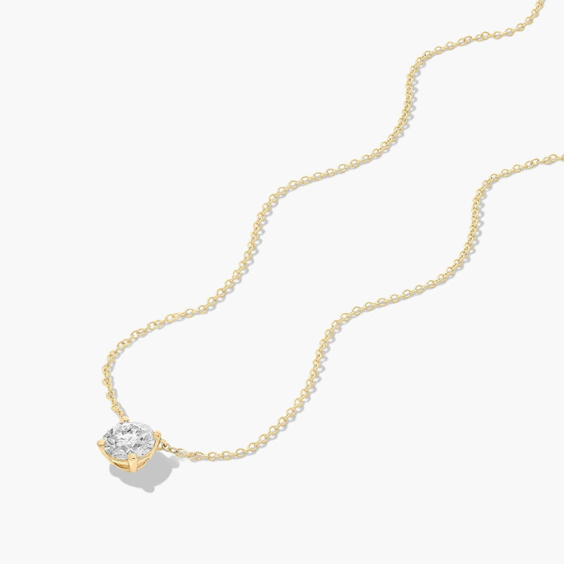 14K Yellow Gold Four Prong Basket Solitaire Lab-Grown Pendant (3.00 CTW - F-G / VS2-SI1)
