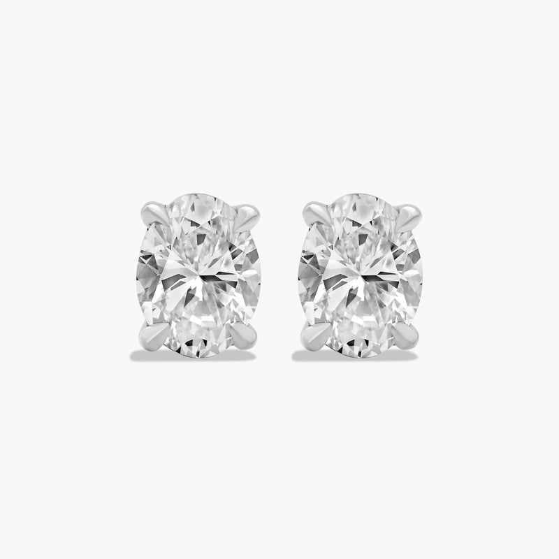Oval Cut 2 CTW Lab-Grown Diamond Stud Earrings In 14K White Gold