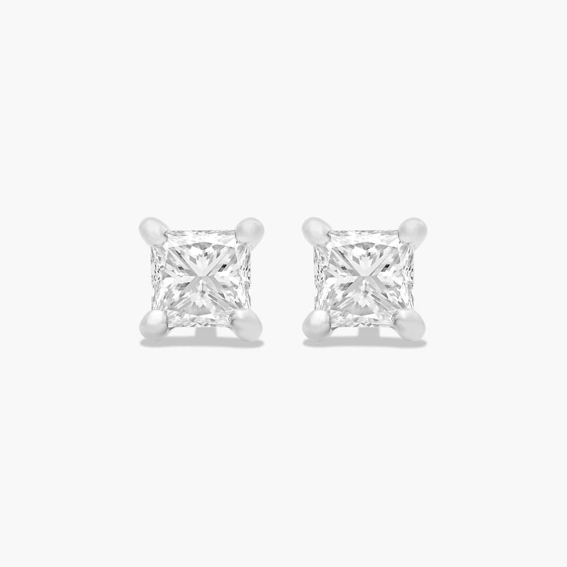 Princess Cut 3 CTW Lab-Grown Diamond Stud Earrings In 14K White Gold