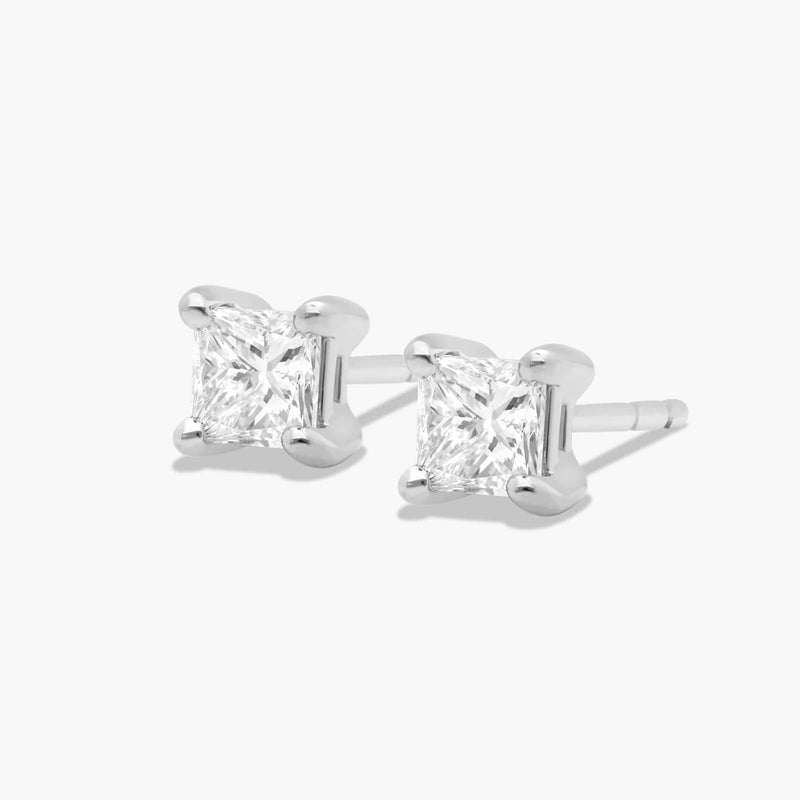 Princess Cut 3 CTW Lab-Grown Diamond Stud Earrings In 14K White Gold