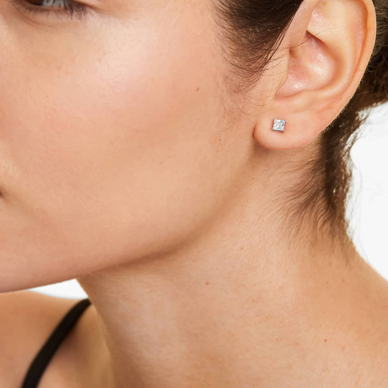 Princess Cut 3 CTW Lab-Grown Diamond Stud Earrings In 14K White Gold
