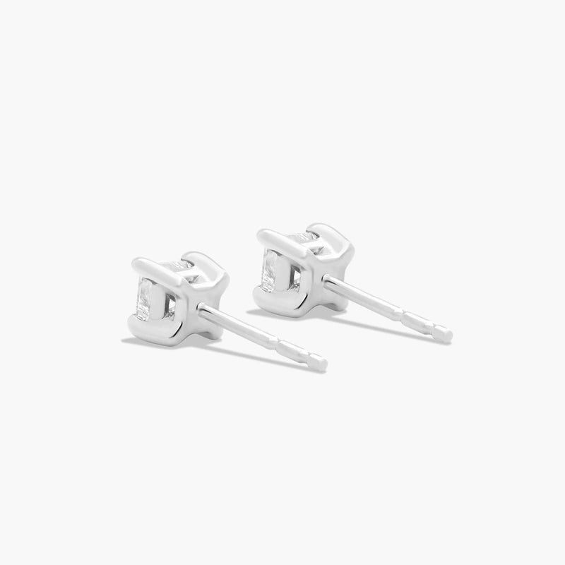 Princess Cut 3 CTW Lab-Grown Diamond Stud Earrings In 14K White Gold