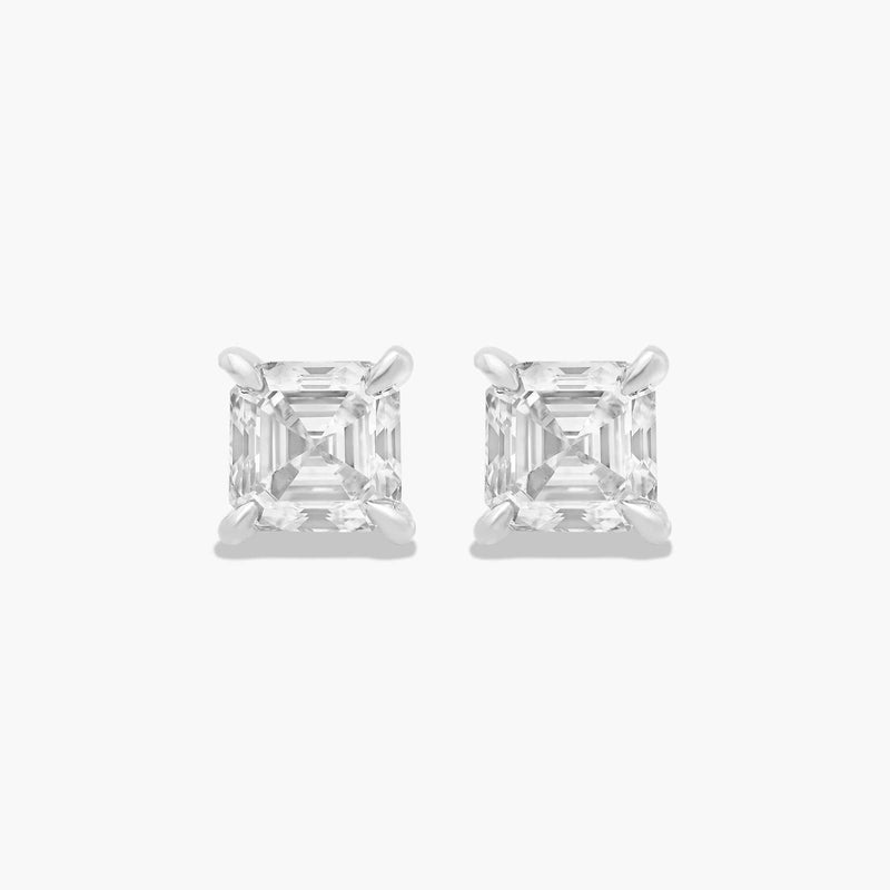 Asscher Cut 2 CTW Lab-Grown Diamond Stud Earrings In 14K White Gold
