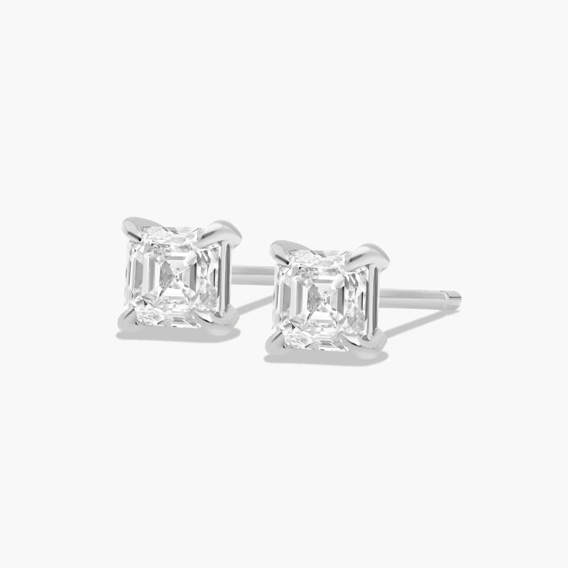 Asscher Cut 2 CTW Lab-Grown Diamond Stud Earrings In 14K White Gold