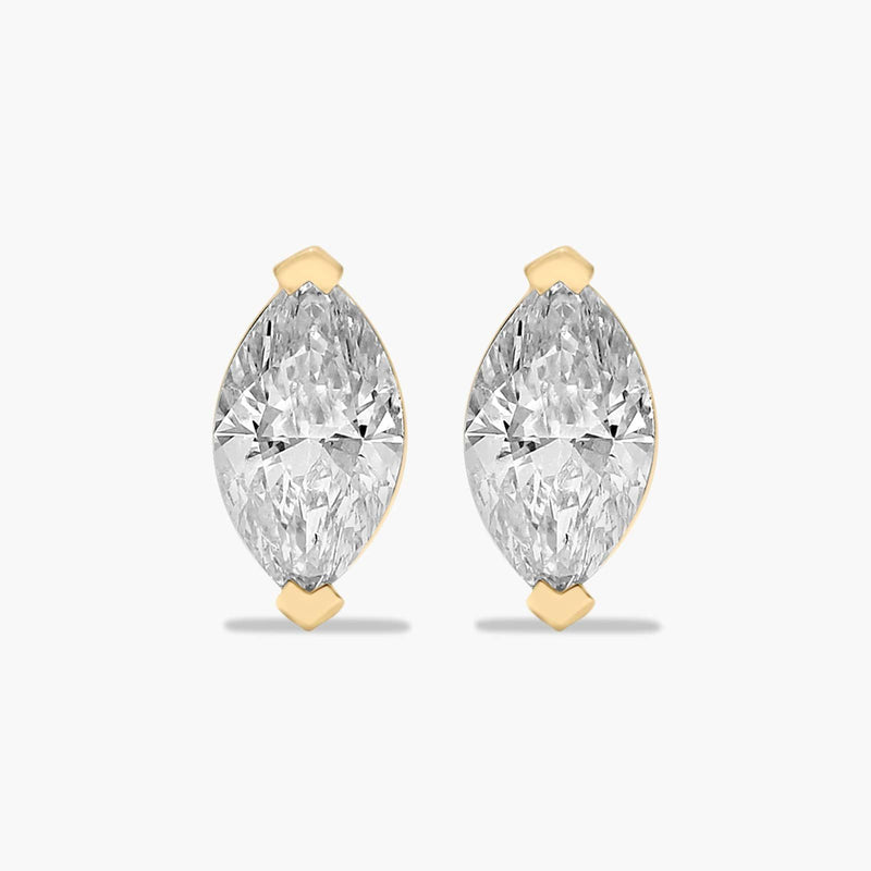Marquise Cut 1 CTW Lab-Grown Diamond Stud Earrings In 14K Yellow Gold