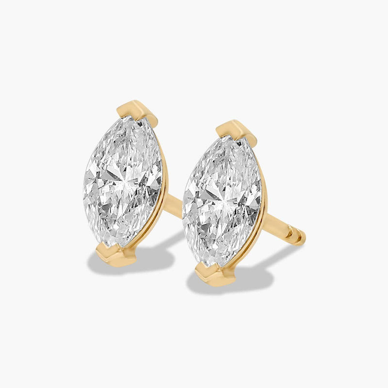 Marquise Cut 1 CTW Lab-Grown Diamond Stud Earrings In 14K Yellow Gold