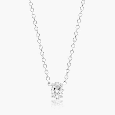 Oval Shape Lab-Grown Diamond Solitaire Pendant
