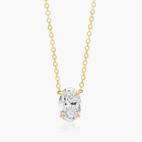 14K Oval Shape Lab-Grown Diamond Solitaire Pendant (1.00 CTW - F-G / VS2-SI1)