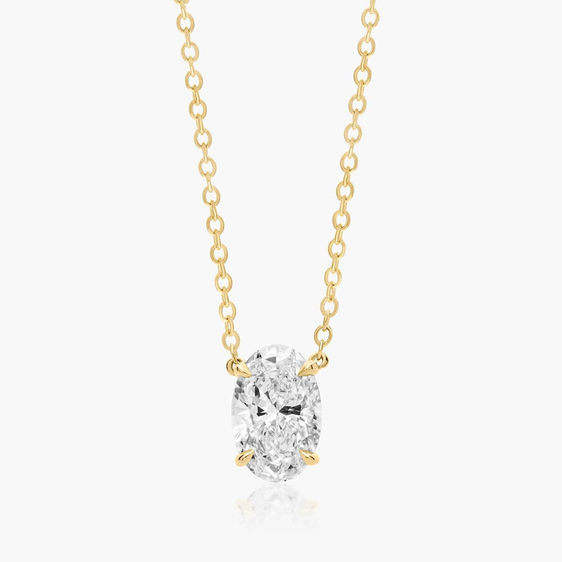 14K Oval Shape Lab-Grown Diamond Solitaire Pendant (1.00 CTW - F-G / VS2-SI1)