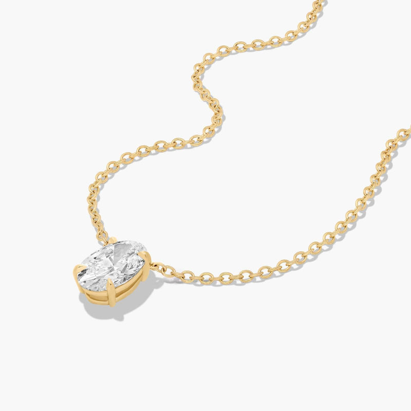 14K Oval Shape Lab-Grown Diamond Solitaire Pendant (1.00 CTW - F-G / VS2-SI1)