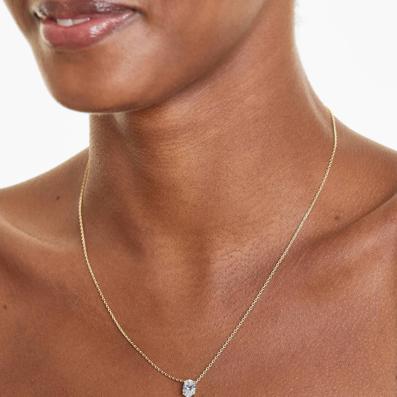 14K Oval Shape Lab-Grown Diamond Solitaire Pendant (1.00 CTW - F-G / VS2-SI1)