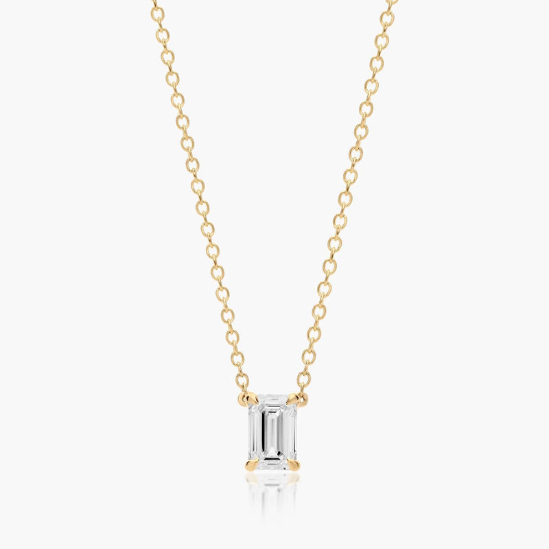 Emerald Cut Lab-Grown Diamond Solitaire Pendant